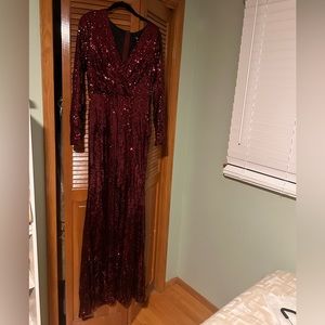 Maroon sequin floor length gown